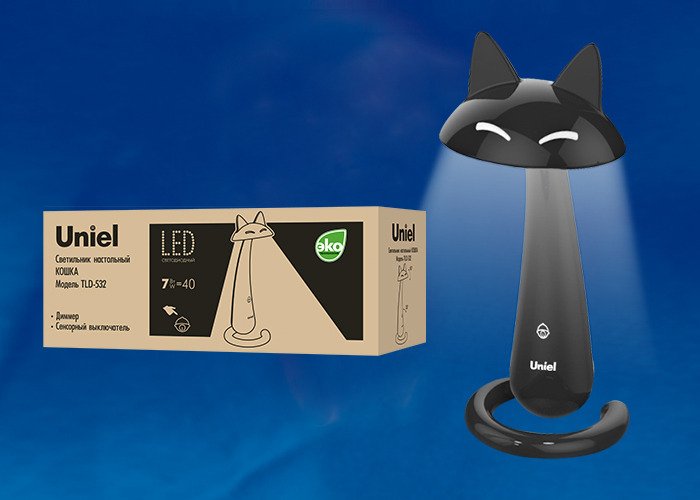Настольная лампа Uniel Кошка Black  - купить Настольные лампы по цене 3436.0