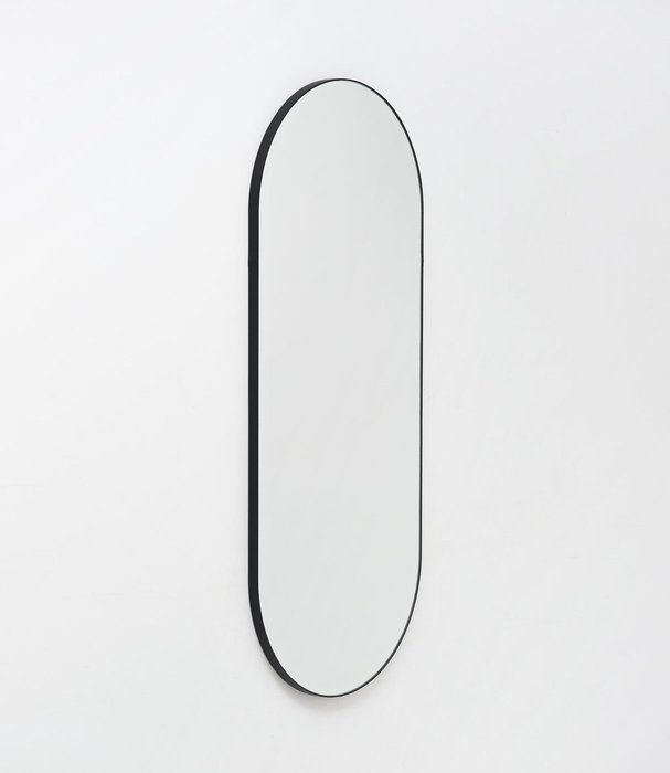 Настенное овальное зеркало Delatta 47х110 в ремне из натуральной кожи  - купить Настенные зеркала по цене 12650.0