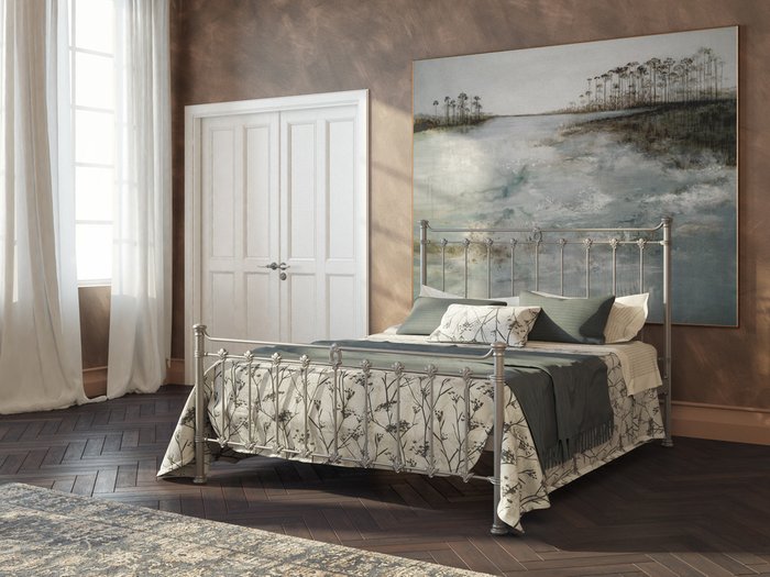 Кровать Гвардиан 160х200 серебряного цвета - купить Кровати для спальни по цене 80496.0