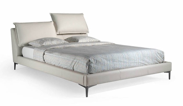 Мягкая кровать с изголовьем бежевого цвета 160x200 - купить Кровати для спальни по цене 234990.0