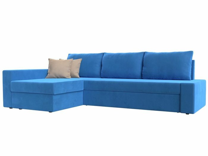Угловой диван-кровать Версаль голубого цвета левый угол
