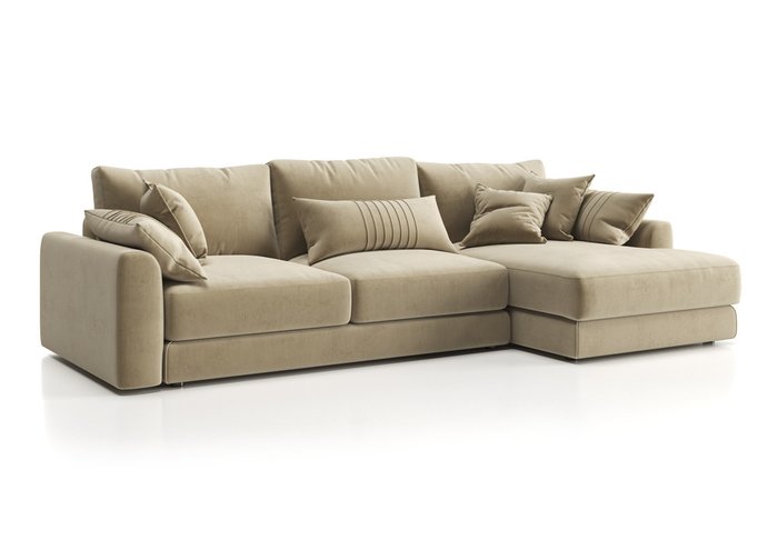 Угловой диван-кровать Шерлок с оттоманкой бежевого цвета