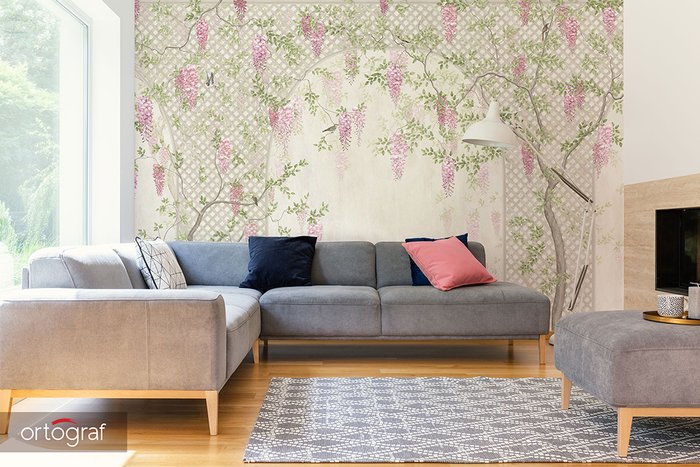Фотообои Wisteria бежевого цвета - купить Обои по цене 2990.0