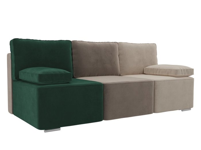 Прямой диван-кровать Радуга бежево-коричнево-зеленого цвета