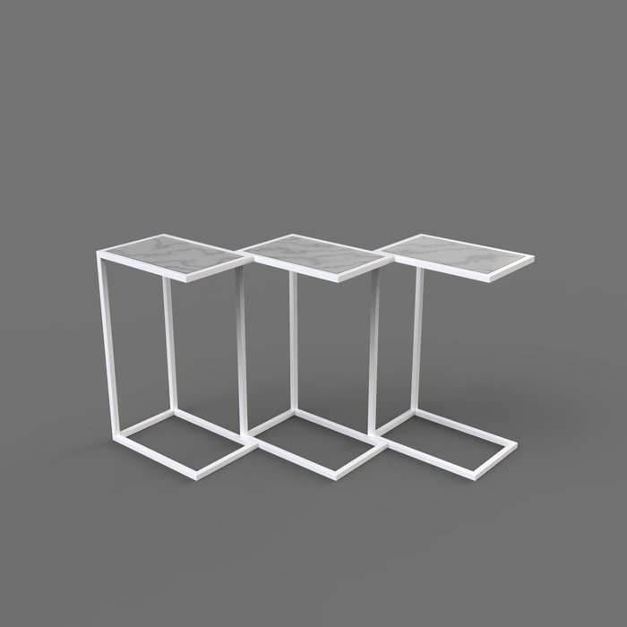 Журнальный столик "Alfred" белый с прозрачным стеклом (700х300х400)