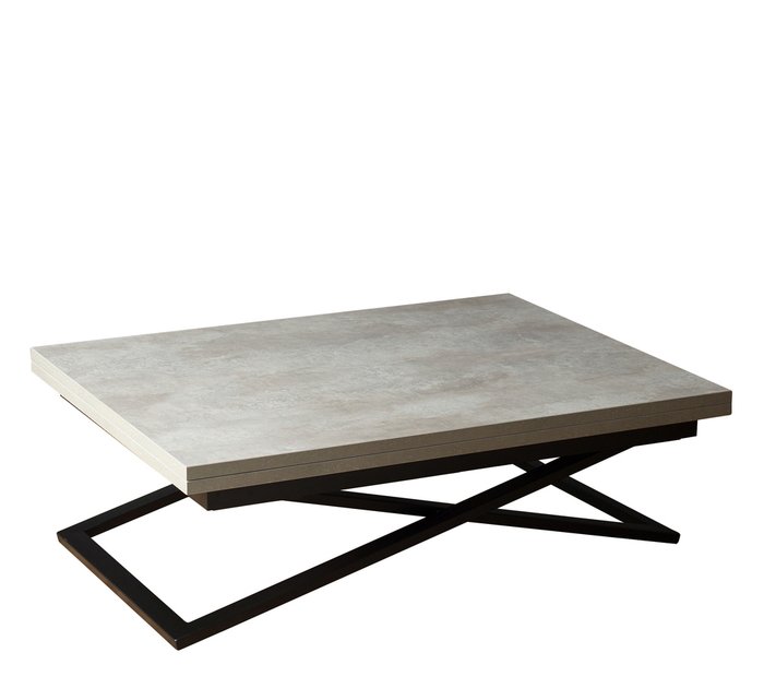 Стол трансформер Compact цвета бетон на черных опорах