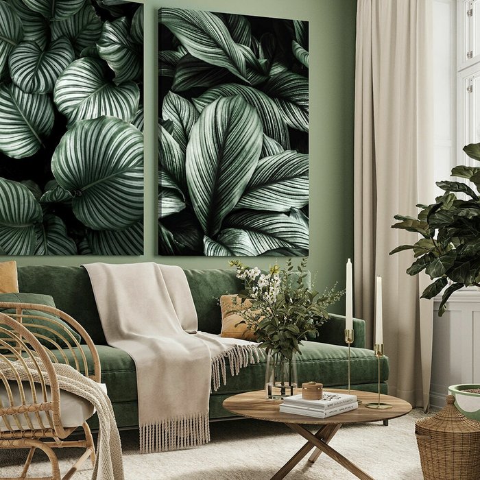 Картина на холсте Зеленые листья №2 50х70 см - купить Картины по цене 5990.0