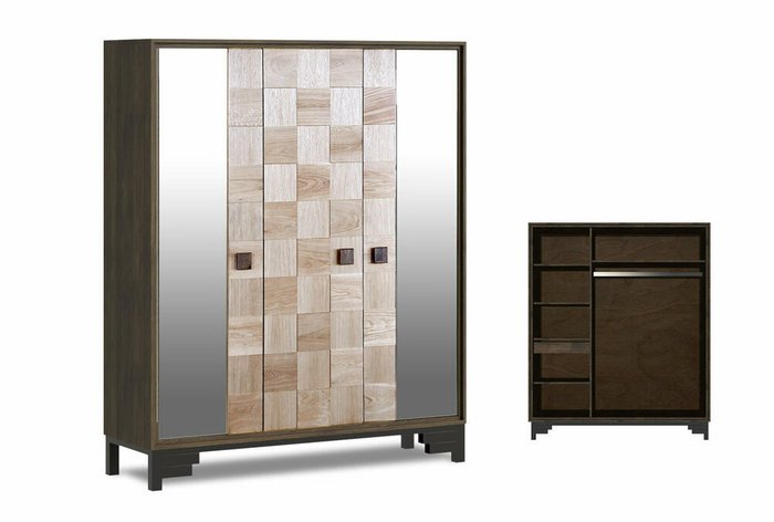 Шкаф трехдверный Cube Design бежево-коричневого цвета