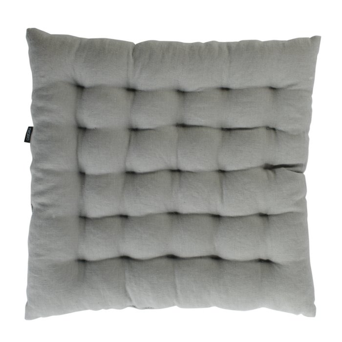 Стеганная подушка на стул из умягченного льна серого цвета