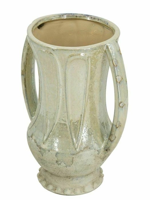 Керамическая ваза бежевого цвета с ручками  - купить Вазы  по цене 7030.0