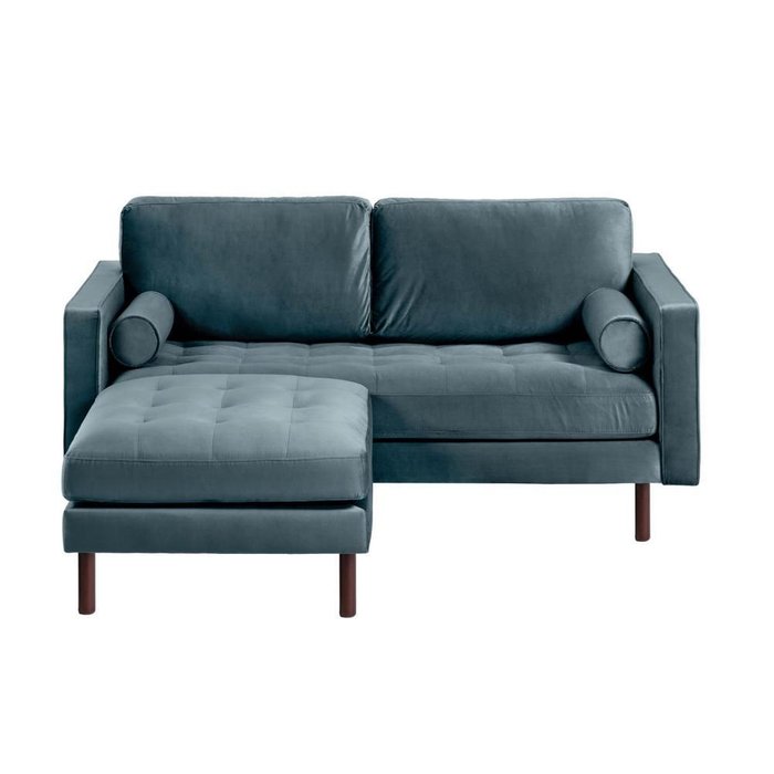 Прямой диван Bogart Turquoise velvet с пуфом - лучшие Прямые диваны в INMYROOM