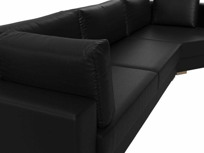 Угловой диван-кровать Лига 026 черного цвета (экокожа) правый угол - лучшие Угловые диваны в INMYROOM