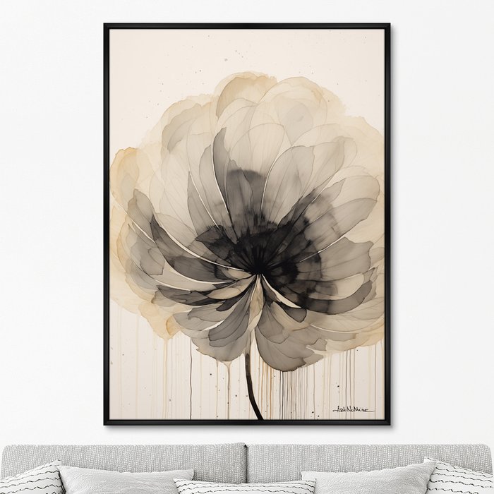 Репродукция картины Flower in monochrome, 2024г. - купить Картины по цене 24999.0