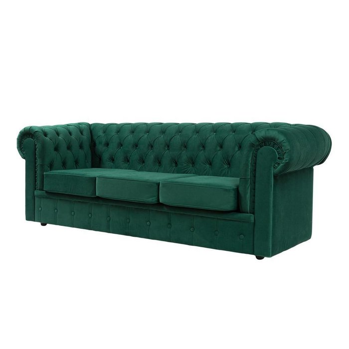 Прямой диван Chesterfield зелёного цвета  - купить Прямые диваны по цене 110000.0