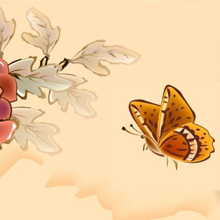 Декоративная картина "Цветок и бабочка" - лучшие Принты в INMYROOM