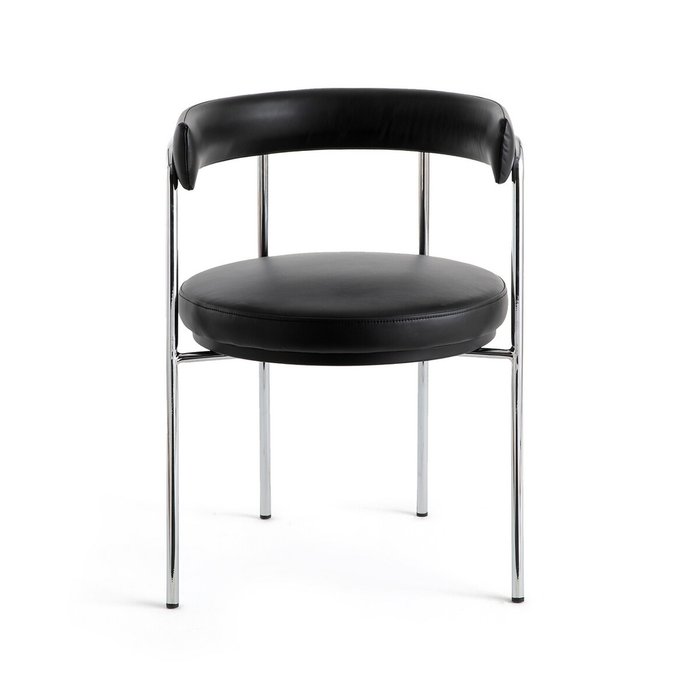 Кресло обеденное кожаное Jubo черного цвета - купить Обеденные стулья по цене 35477.0