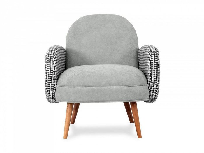 Кресло Bordo серого цвета с коричневыми ножками  - купить Интерьерные кресла по цене 38100.0
