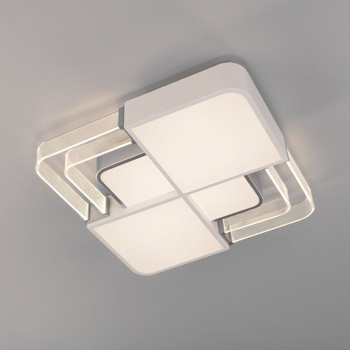 Потолочный светодиодный светильник с пультом управления 90182/1 белый/серебро
