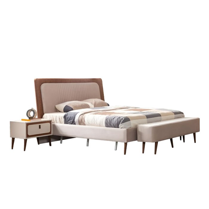 Кровать Стиль 180х200 бежевого цвета - купить Кровати для спальни по цене 67130.0