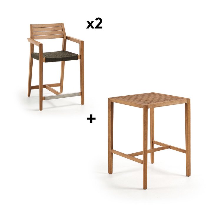 Комплект из стола Cybille и двух полубарных стульев Thor 