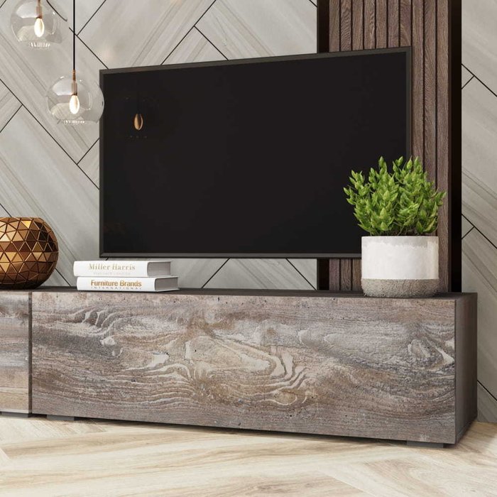 Тумба под телевизор Селеста серо-коричневого цвета - лучшие Мебель для ТВ и медиа в INMYROOM