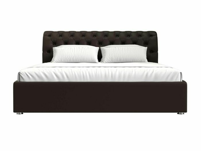 Кровать Сицилия 200х200 темно-коричневого цвета с подъемным механизмом (экокожа) - купить Кровати для спальни по цене 109999.0