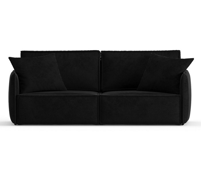 Диван-кровать из велюра Лортон черного цвета - купить Прямые диваны по цене 41590.0