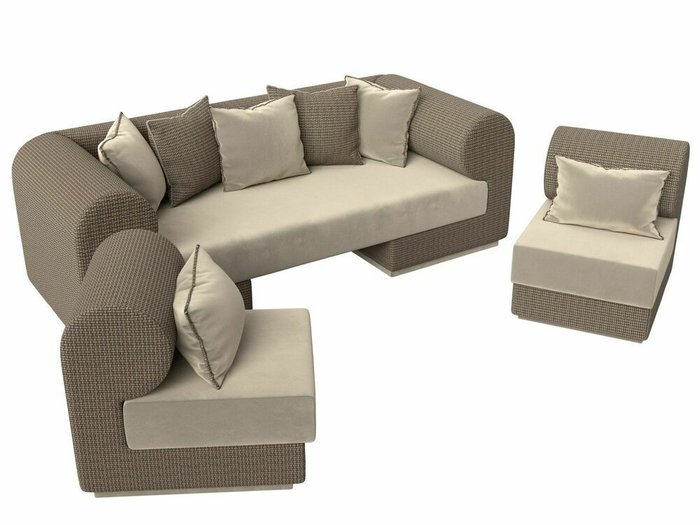 Набор мягкой мебели Кипр 3 бежево-коричневого цвета - лучшие Комплекты мягкой мебели в INMYROOM