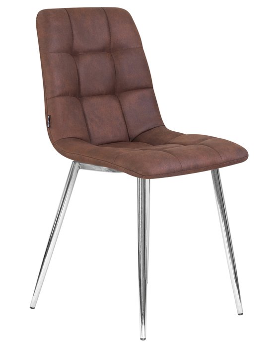 Стул обеденный Alex коричневого цвета с ножками цвета хром - купить Обеденные стулья по цене 5600.0