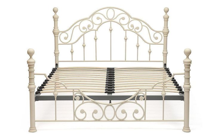 Кровать металлическая Viktoriya 160х200 светло-бежевого цвета - купить Кровати для спальни по цене 24550.0