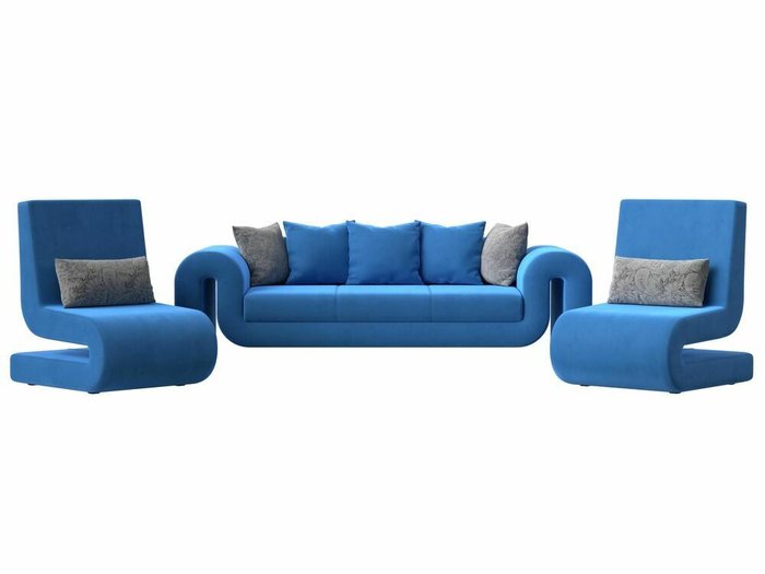 Набор мягкой мебели Волна 1 голубого цвета - купить Комплекты мягкой мебели по цене 88998.0