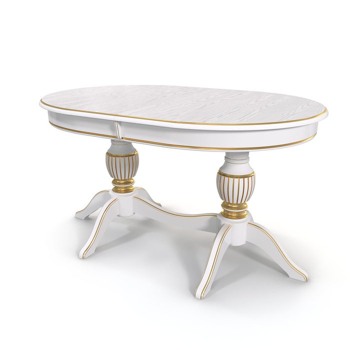 Раздвижной обеденный стол Йорк белого цвета с золотой патиной - купить Обеденные столы по цене 46345.0