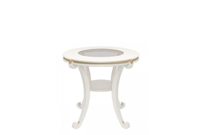 Стол кофейный Глория белого цвета со вставкой из стекла - купить Кофейные столики по цене 11145.0
