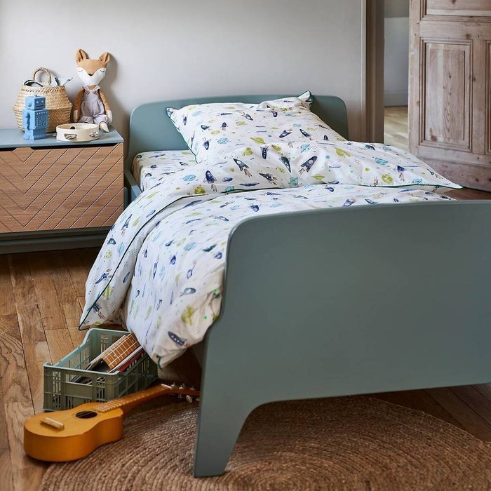 Кровать в винтажном стиле Adil 90х190 серо-зеленого цвета - лучшие Одноярусные кроватки в INMYROOM