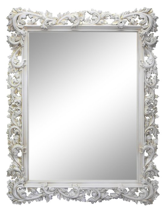 Зеркало в раме Фрея Белый с золотой патиной