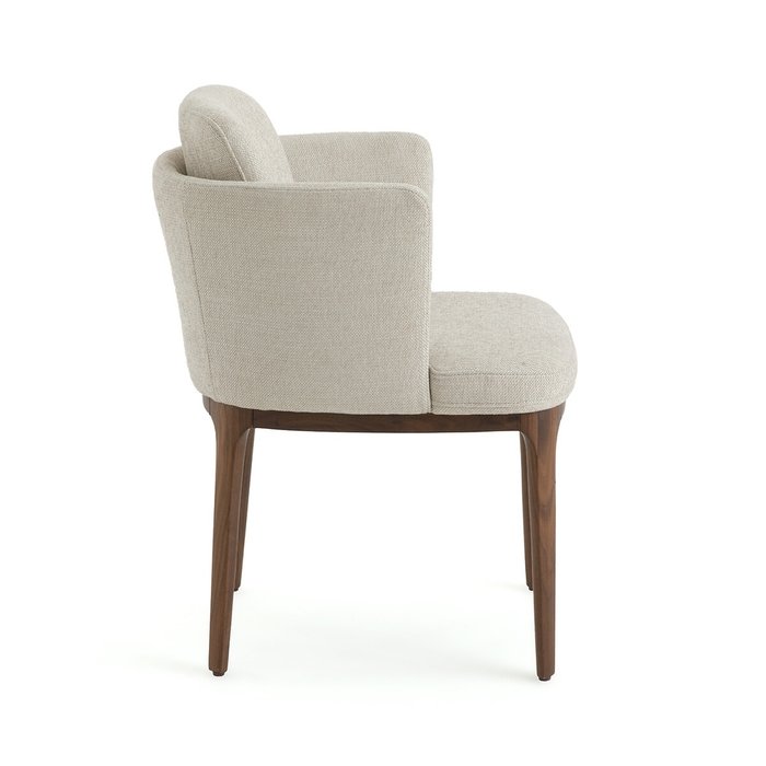 Кресло столовое из ткани и орехового дерева Jabote бежевого цвета - лучшие Интерьерные кресла в INMYROOM
