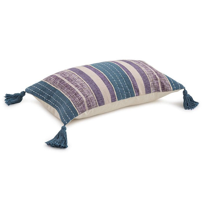 Чехол на подушку из плотного хлопка в полоску из коллекции Ethnic синего цвета - купить Чехлы для подушек по цене 2190.0