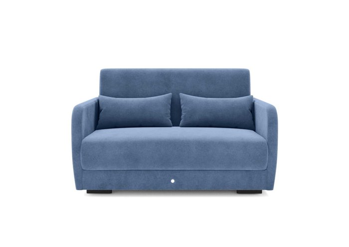 Прямой диван-кровать синего цвета