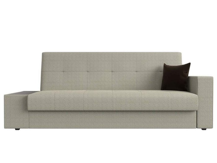 Диван-кровать Лига 020 бежево-серого цвета со столом слева - купить Прямые диваны по цене 23999.0