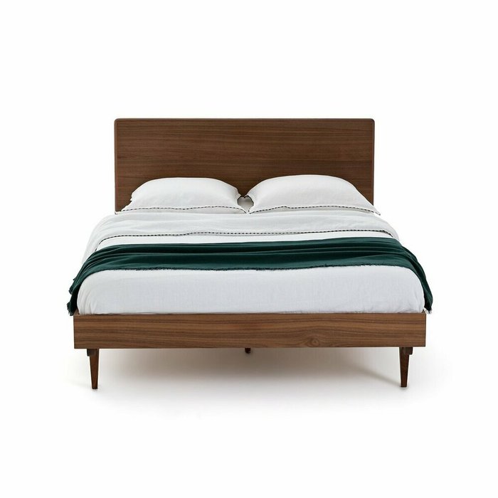 Кровать в винтажном стиле из орехового дерева с кроватным основанием Dalqui 140x190 коричневого цвета - купить Кровати для спальни по цене 102043.0