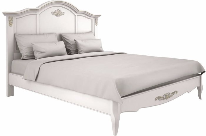 Кровать Akrata 120×200 белого цвета с эффектом старения