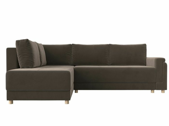 Угловой диван-кровать Лига 024 коричневого цвета левый угол - купить Угловые диваны по цене 69999.0