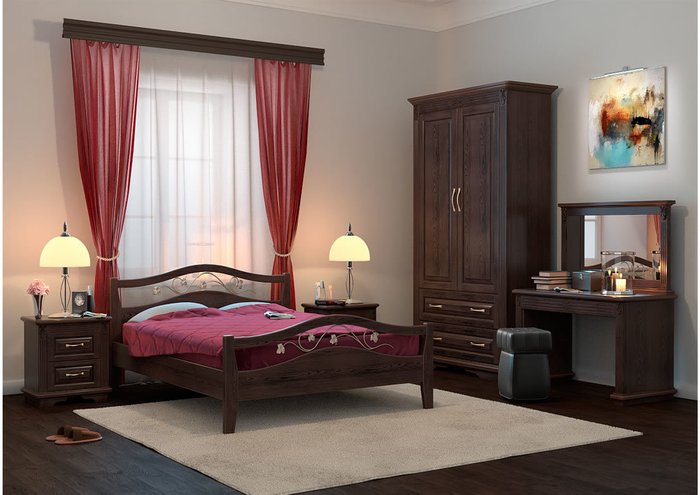 Кровать Верона ясень-каштан 160х200 - купить Кровати для спальни по цене 48884.0