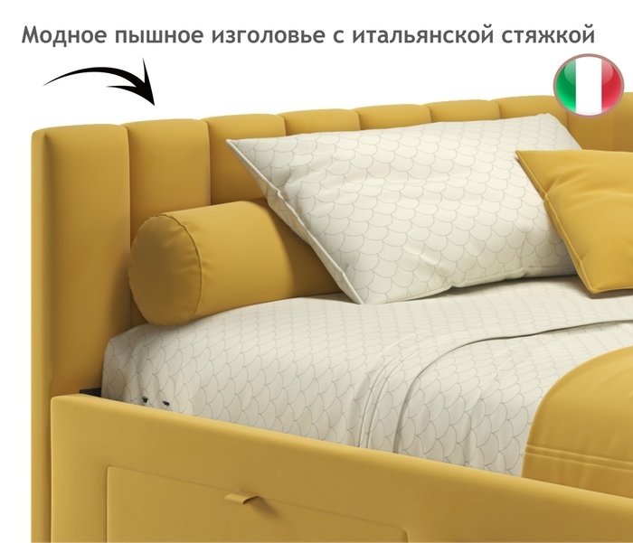 Кровать Milena 120х200 желтого цвета без подъемного механизма - лучшие Кровати для спальни в INMYROOM