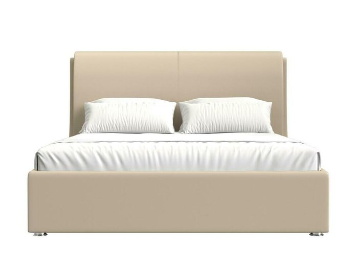 Кровать Принцесса 200х200 бежевого цвета с подъемным механизмом (экокожа) - купить Кровати для спальни по цене 97999.0