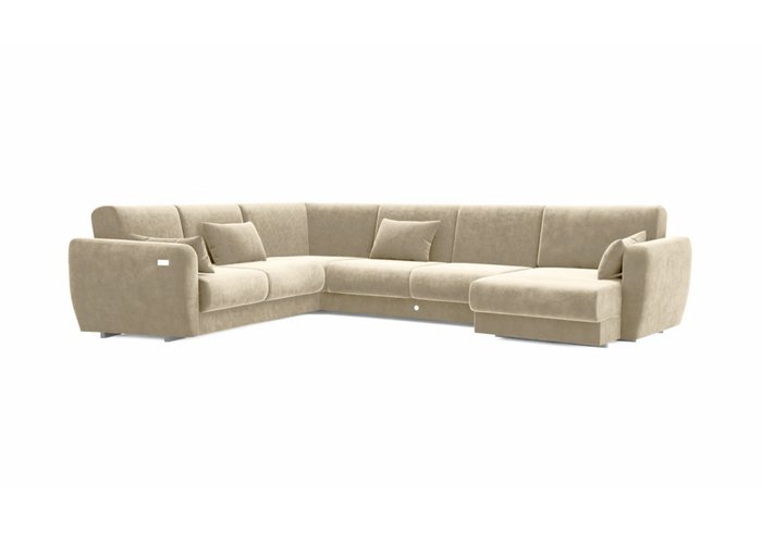 Модульный угловой диван-кровать серо-бежевого цвета