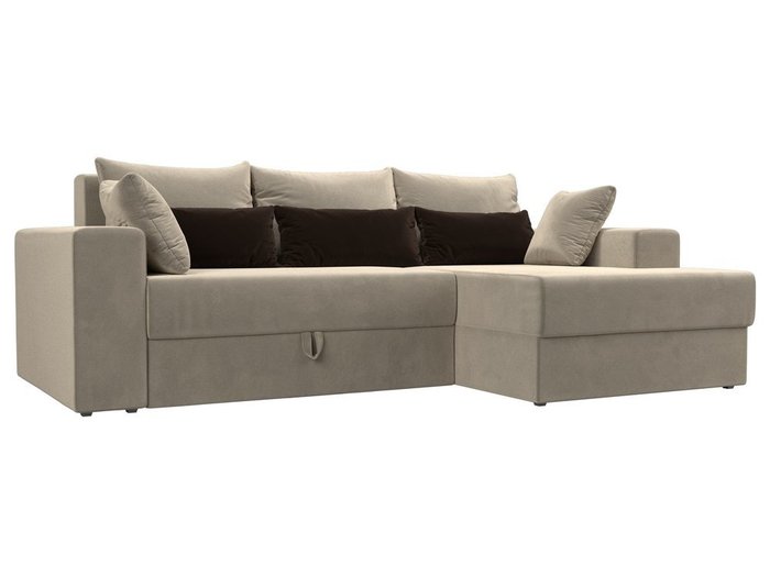 Угловой диван-кровать Мэдисон бежево-коричневого цвета правый угол