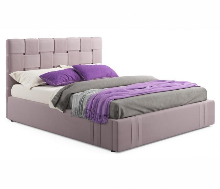 Кровать Tiffany 160х200 с подъемным механизмом и матрасом серо-розового цвета