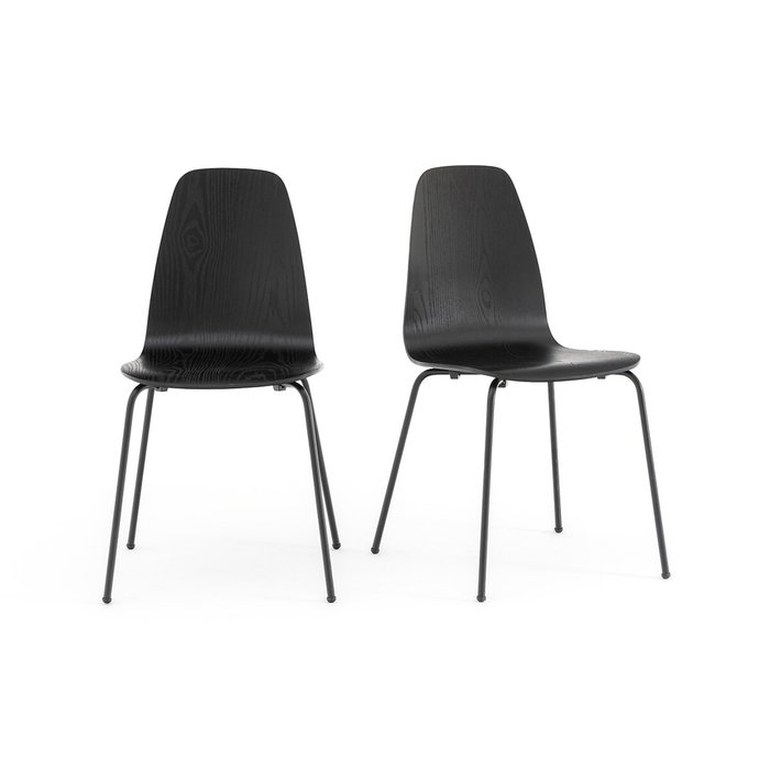 Комплект из двух стульев в винтажном стиле Biface черного цвета