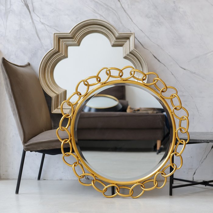 Настенное зеркало Голди в раме золотистого цвета - купить Настенные зеркала по цене 38000.0
